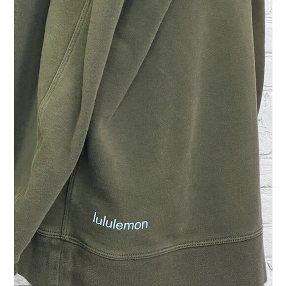 Lululemon Sweatshirt Women's 8 Olive Green Cotton Crew Neck Pullover Oversized - Picture 4 of 7